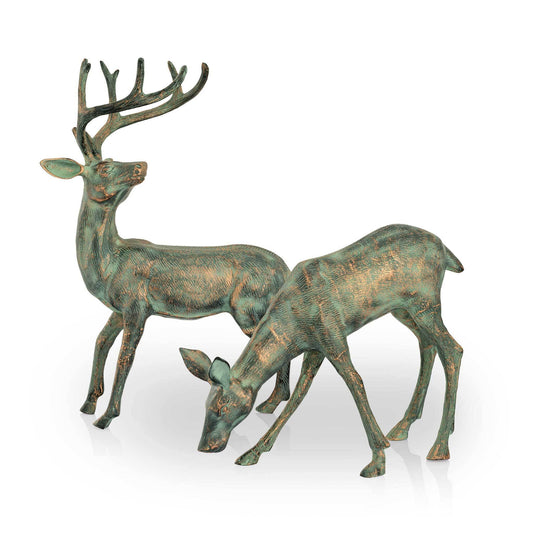 Home Garden Deer Sculpture Pair