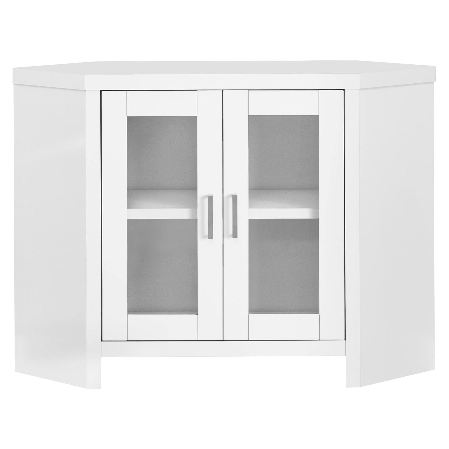 Home Living 42" White Corner Tv Stand With Glass Doors