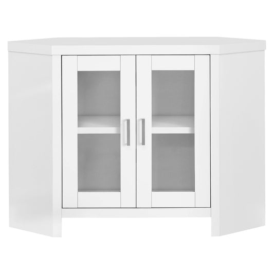 Home Living 42" White Corner Tv Stand With Glass Doors