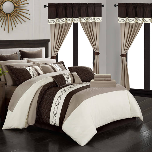 Idit 24 Piece Comforter Set Color Block Bed In A Bag Red / Queen
