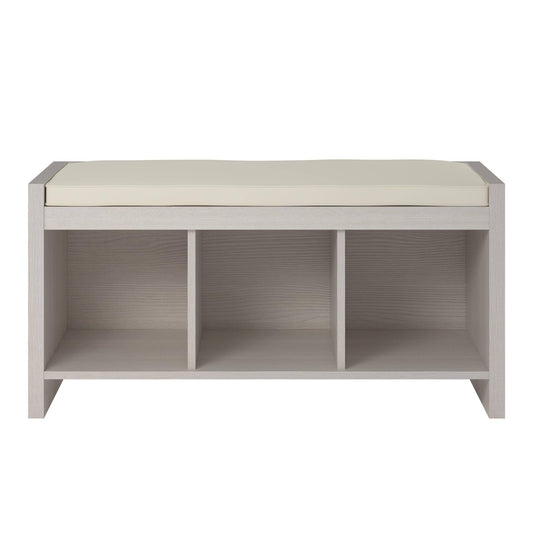 Home Penelope Entryway Storage Bench With Cushion Ivory Pine
