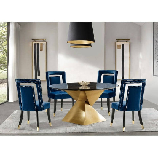 Hollow Dhruv Velvet Dining Chairs (Set Of 2) - N/A - Navy