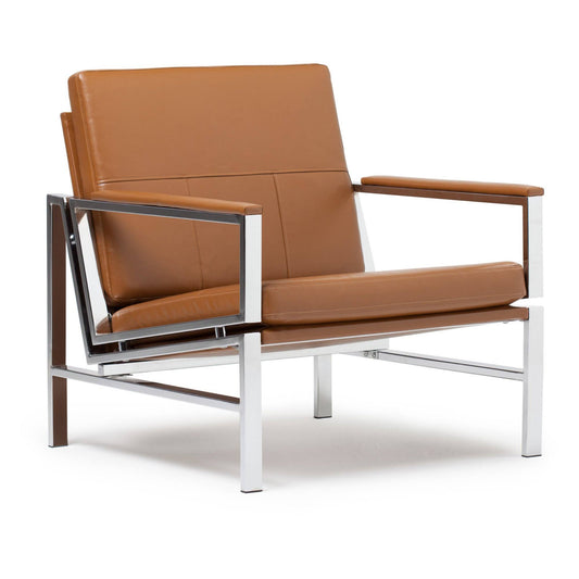 Home Atlas Bonded Leather Lounge Chair, Caramel