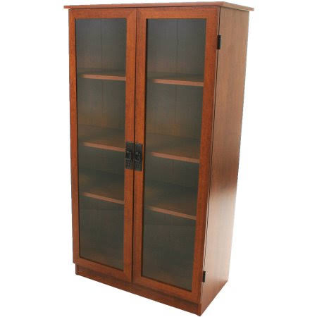 Home 4-Shelf Glass Door Barrister Bookcase In Cherry - 34825