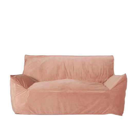 House Pickerel 2-Seater Pink Velveteen Oversized Bean Bag Chair With Armrests