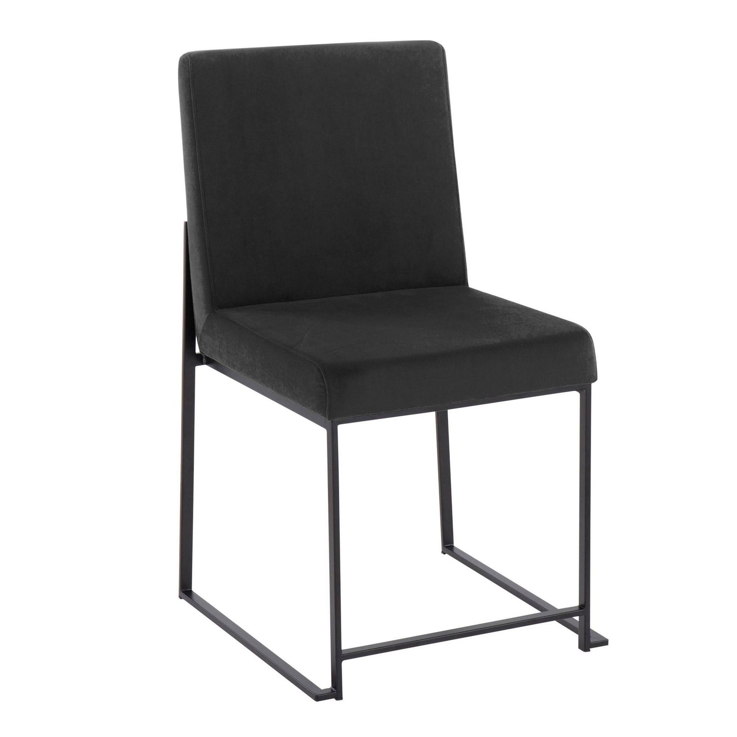 High Back Fuji Dining Chair Black Velvet Black Steel (Set Of 2)