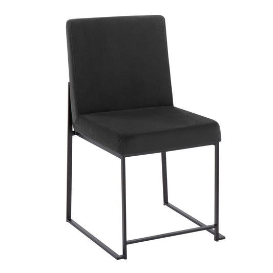 High Back Fuji Dining Chair Black Velvet Black Steel (Set Of 2)