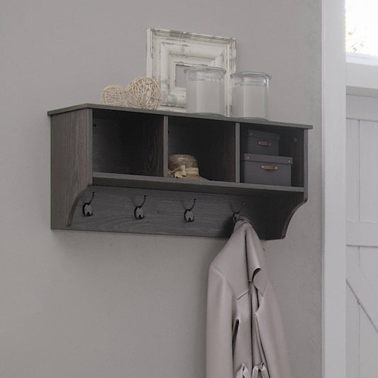 Home Woodbury Collection Wall Shelf With Cubbies And Hooks