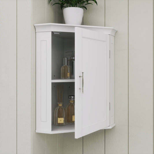 Home Somerset Corner Wall Cabinet, White