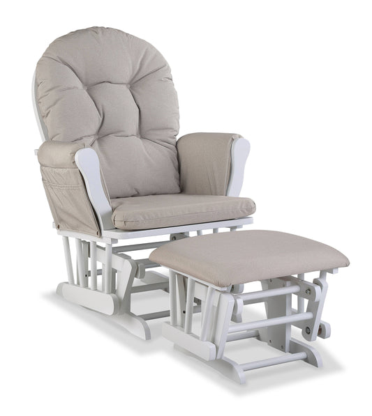 Hoop Glider And Ottoman Espresso With Beige Cushions
