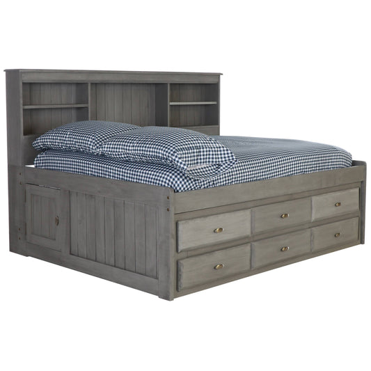 Home And Office Furniture Model 83223-6-Kd, Solid Pine Full Daybed With Six Sturdy Drawers In Charcoal Gray