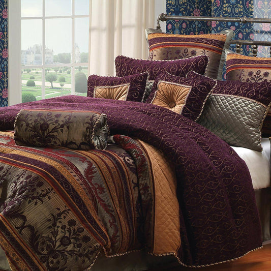 Home Portia 9 Piece Queen Comforter Set With Plum Multi Finish 83741