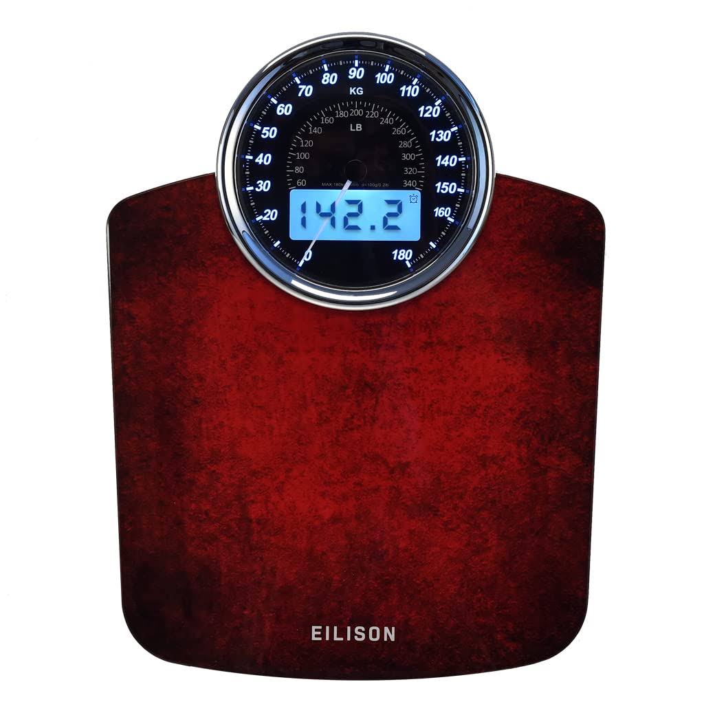 Highly Advance 2-In-1 Digital & Analog Weighing Scale For Body Weight-400lbs, 4 High Precison Gx Sensor Accurate, Thick Tempered Glass,