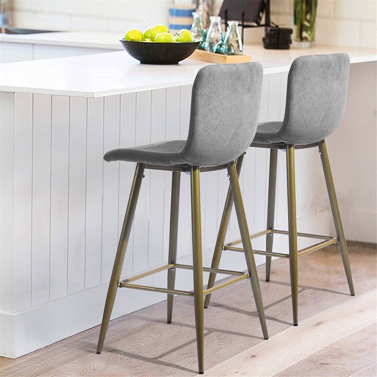 Homy Casa Mid-Century Modern Upholstered 29" Seat High Barstool Set - Set Of 2 - Dark Grey - Bar Height - 29-32 In.