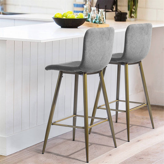 Homy Casa Mid-Century Modern Upholstered 29" Seat High Barstool Set - Set Of 2 - Dark Grey - Bar Height - 29-32 In.