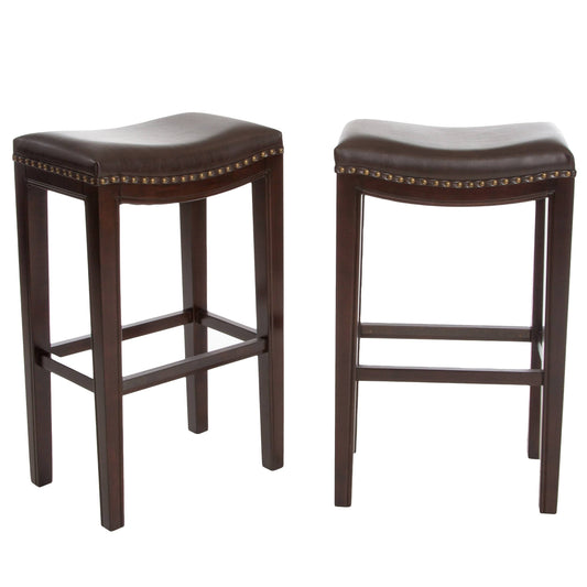 House Avondale Backless Bar Stools, Set Of 2, Brown