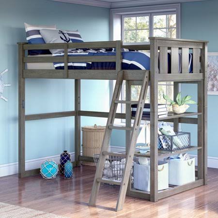 Homes & Gardens Kane Twin Loft Bed, Multiple Finishes, Size: 79.75 Inch W X 60.625 Inch D X 64.875 Inch H, Gray