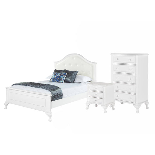 House Furnishings Jenna Full Panel 3pc Bedroom Set - White