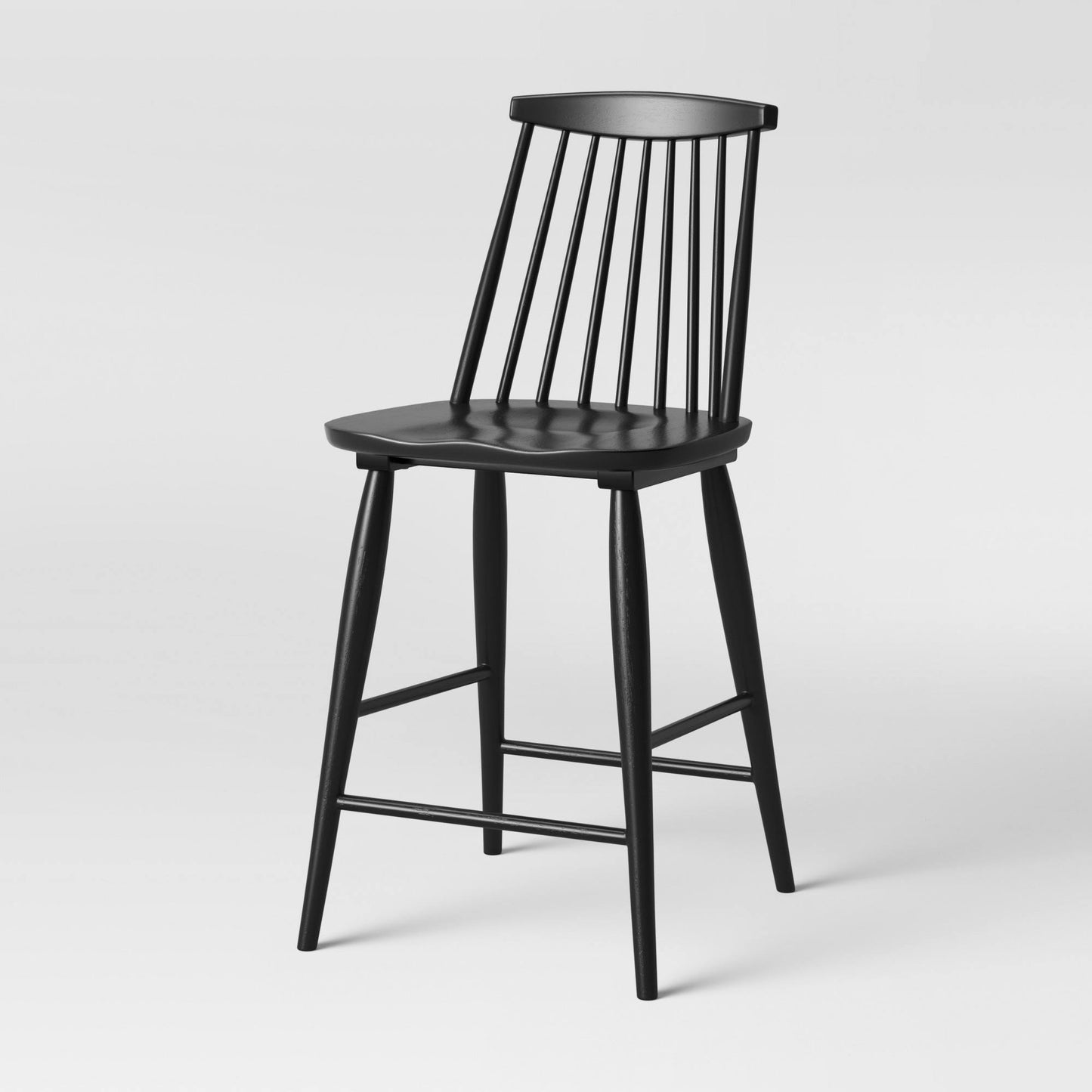 High Back Windsor Counter Height Barstool Black -