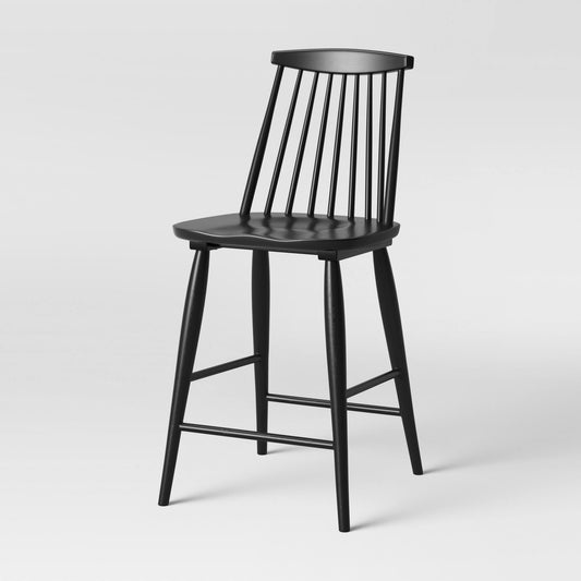 High Back Windsor Counter Height Barstool Black -