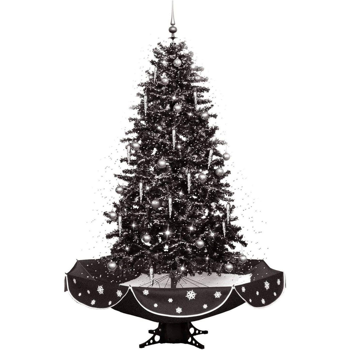 Hill Farm 75" Snowing Musical Christmas Tree In Black And Silver With Snow Function
