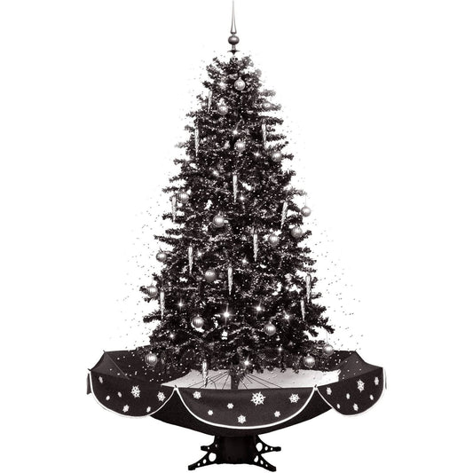 Hill Farm 75" Snowing Musical Christmas Tree In Black And Silver With Snow Function