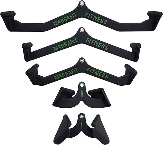 Home Gym Fitness Rowing T-Bar V-Bar Pulley Cable Machine Attachments, Bicep Curl Tricep Lat Pulldown Bar Back Strength Training Handle Grips