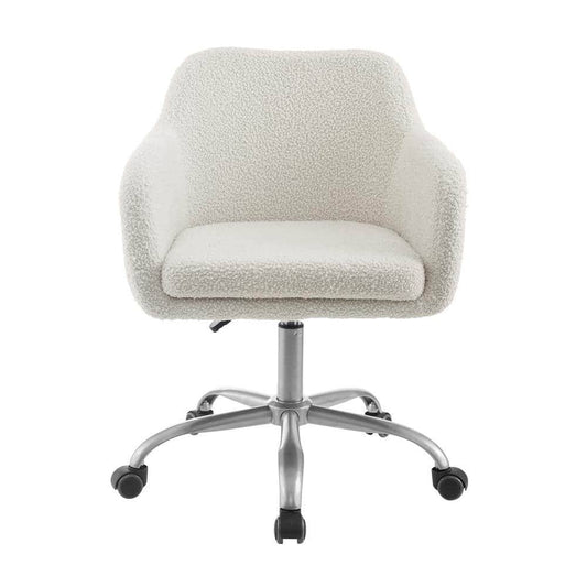 Home Decor Barnes Cream Sherpa Upholstered 17 In. - 21 In. Adjustable Height Office Chair