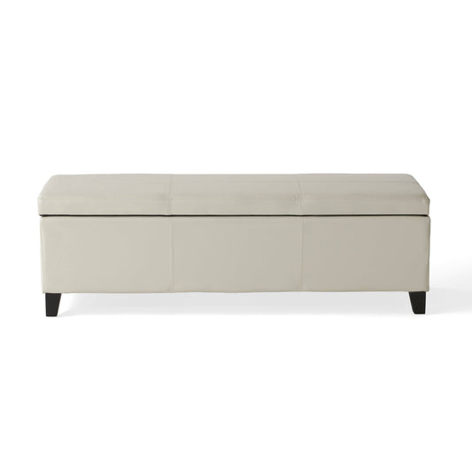 House Glouster Ivory Faux Leather Storage Bench