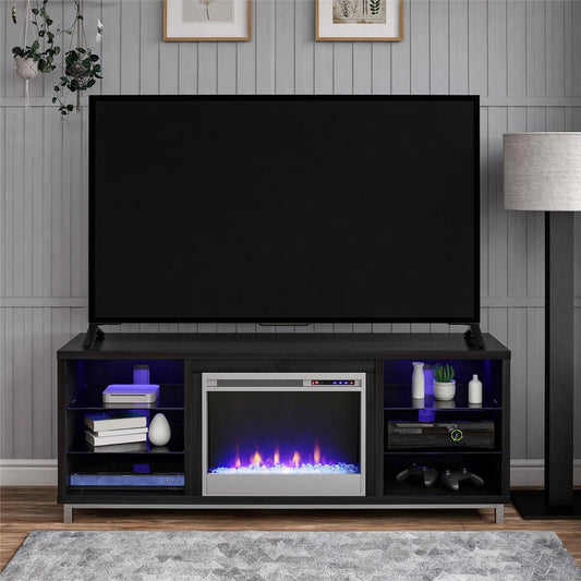 Home Lumina Fireplace Tv Stand For Tvs Up To 70 Inch, Black Oak