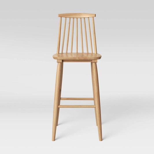 High Back Windsor Barstool Wood Tone Natural -
