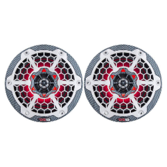 Hydro 6.5" 2-Way Marine Speakers W-Rgb Led Lights 375w - Black Carbon Fiber