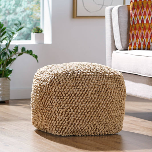 House Grewell Teal Handcrafted Tufted Cube Pouf, Blue
