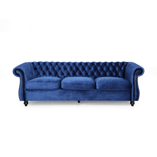 House Somerville Chesterfield Tufted Sofa In Blackberry Finish