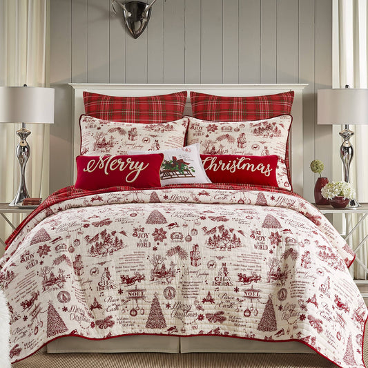 Home Yuletide Duvet Cover And Sham Set, Red, Full/Queen