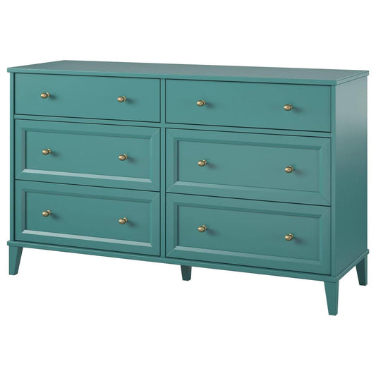 Home Monticello Wide 6 Drawer Dresser In Emerald Green