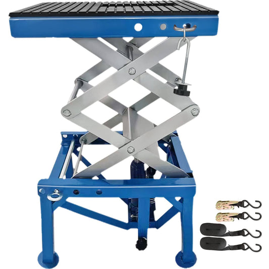 Hydraulic Motorcycle Lift Table, 300lbs Hydraulic Motorcycle Scissor Jack, Portable Lift Table, Adjustable Motorcycle Lift Jack, Blue