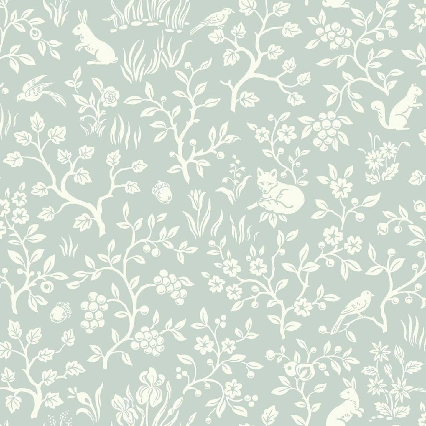 Home Fox & Hare Wallpaper - Green