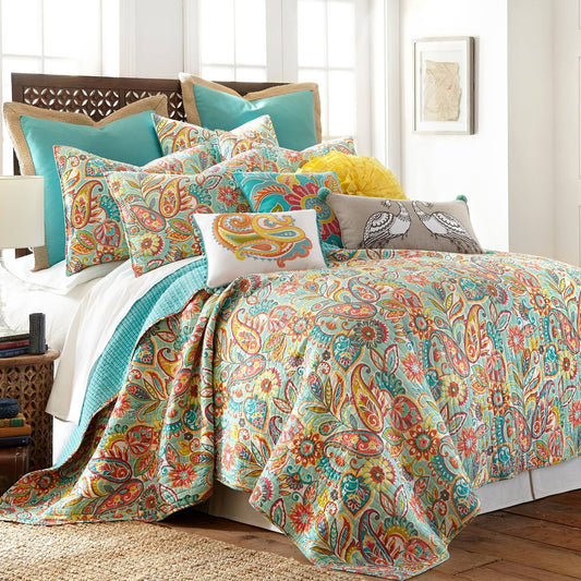 Home Palisades Quilt Set - Cotton Full/Queen / Teal