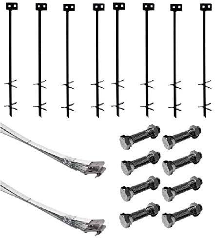 Home Part Set Of 8 Auger Anchors 8 - 8 Ft Tie Down Strap & 8