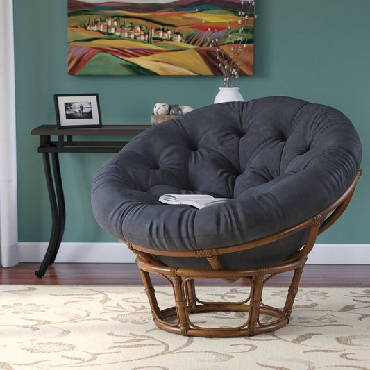 Home Decker Rattan Papasan Chair With Cushion Upholstery: Mojito Lime