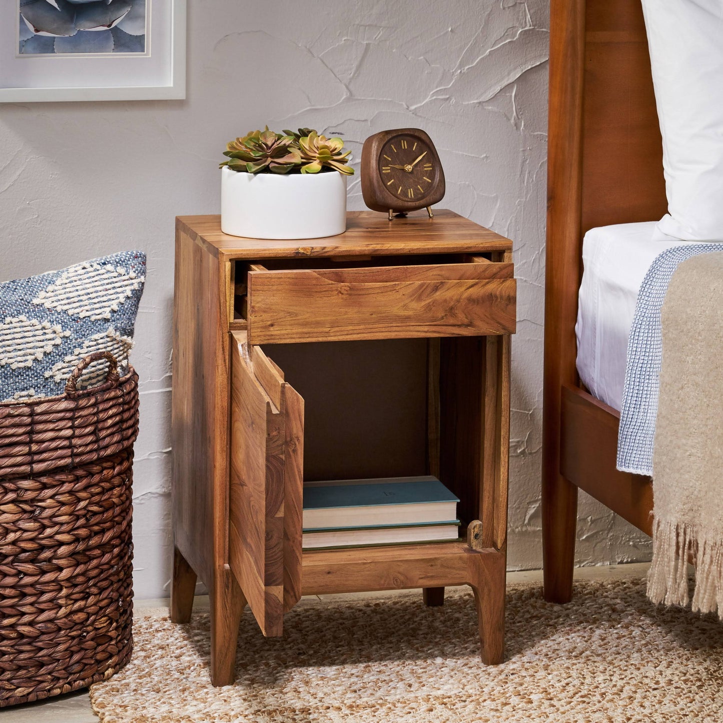 House Leina Acacia Wood Side Table, Natural