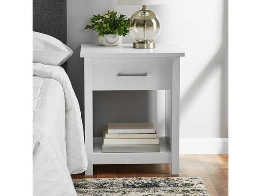 Hillside Nightstand With Drawer, White Finish - Espresso