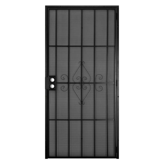 Home Designs 32 In. X 80 In. Su Casa Black Surface Mount Outswing Steel Security Door With Expanded Metal Screen