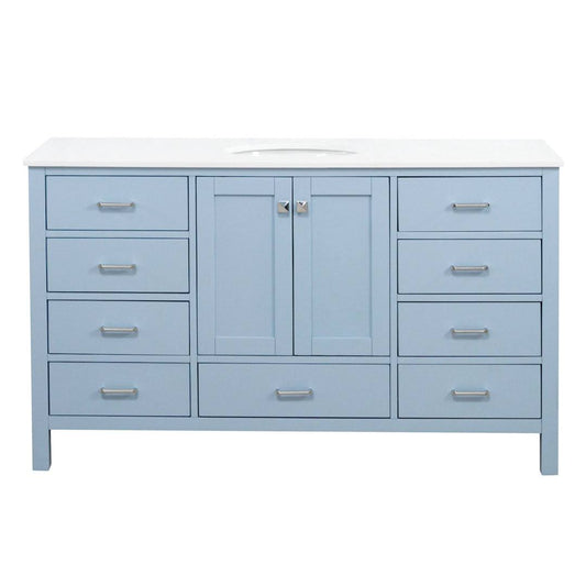Horizon 60" Single Bathroom Vanity W/ Engineered White Stone In Marine Gray