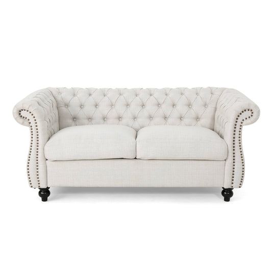 House Dior Fabric Tufted Loveseat, Blackberry