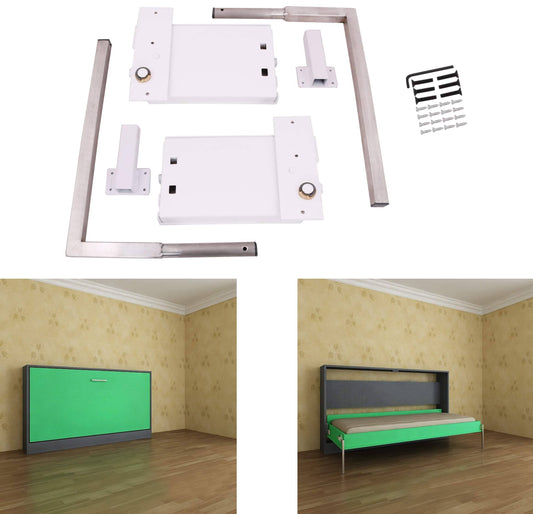 Horizontal Murphy Wall Bed Springs Mechanism Hardware Kit For Full Size Queen Size,Twin Size,King Size Bed,Horizontal Wallbed Mounting,White