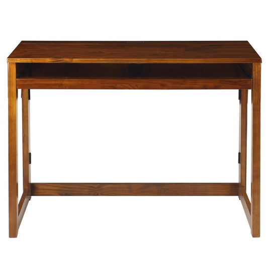 Home Folding Desk With Pull-Out & Usb Port-Warm Brown