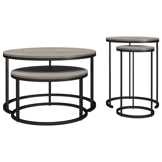 Home Camdale 4-Piece Nesting Coffee And End Table Bundle, Gray Oak