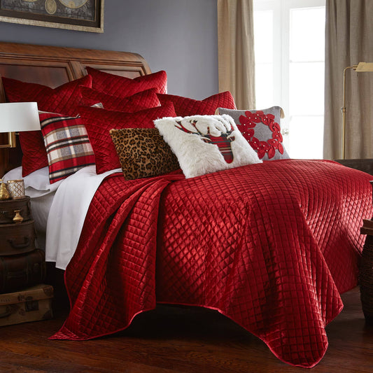 Home Red Velvet Quilt Set, Full/Queen